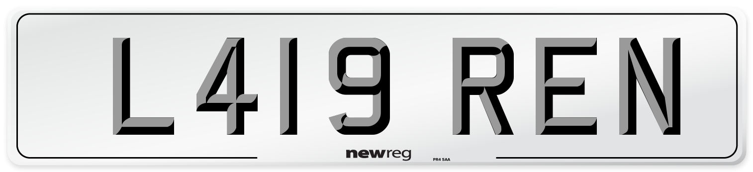 L419 REN Number Plate from New Reg